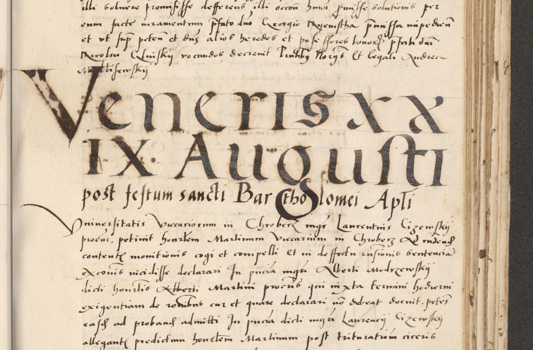 Zdjęcie nr 399 dla obiektu archiwalnego: Acta actorum causarum, sentenciarum et obligacionum coram reverendo patre domino Paulo Crassowsky Warssoviensi et Omnium Sanctorum preposito, canonico et officiali generali Cracoviensi ad annum Domini millesimum quingentesimum quadraresimum quatrum, cuius indicio est secunda pontificatus sanctissimi in Christo patris et domini nostri domini Pauli divina providencia pape tercii anno ipsius decimo, a die ac mense infrascriptis feliciter continuantur