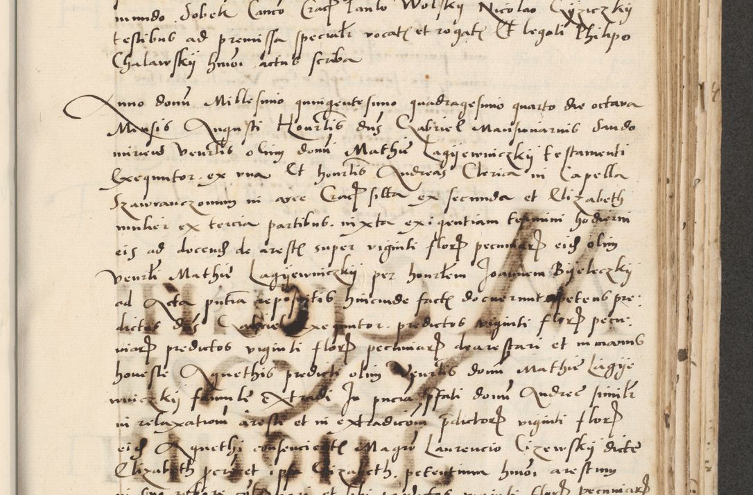 Zdjęcie nr 391 dla obiektu archiwalnego: Acta actorum causarum, sentenciarum et obligacionum coram reverendo patre domino Paulo Crassowsky Warssoviensi et Omnium Sanctorum preposito, canonico et officiali generali Cracoviensi ad annum Domini millesimum quingentesimum quadraresimum quatrum, cuius indicio est secunda pontificatus sanctissimi in Christo patris et domini nostri domini Pauli divina providencia pape tercii anno ipsius decimo, a die ac mense infrascriptis feliciter continuantur