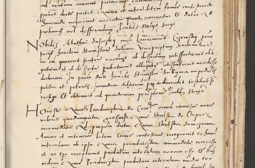 Zdjęcie nr 381 dla obiektu archiwalnego: Acta actorum causarum, sentenciarum et obligacionum coram reverendo patre domino Paulo Crassowsky Warssoviensi et Omnium Sanctorum preposito, canonico et officiali generali Cracoviensi ad annum Domini millesimum quingentesimum quadraresimum quatrum, cuius indicio est secunda pontificatus sanctissimi in Christo patris et domini nostri domini Pauli divina providencia pape tercii anno ipsius decimo, a die ac mense infrascriptis feliciter continuantur