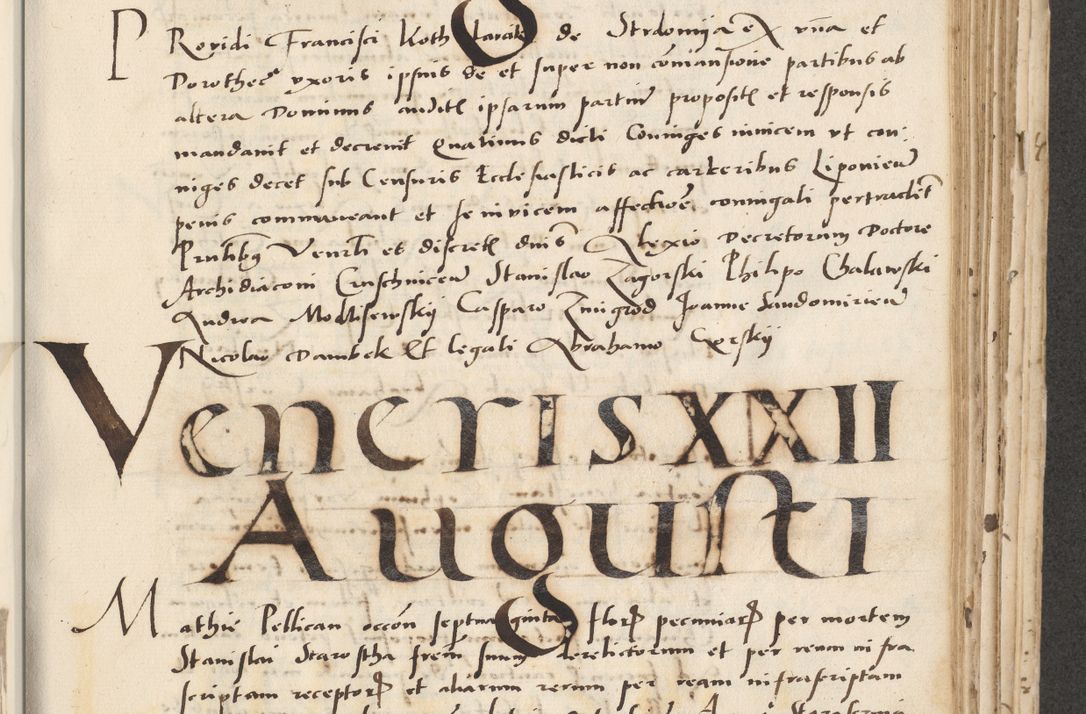 Zdjęcie nr 379 dla obiektu archiwalnego: Acta actorum causarum, sentenciarum et obligacionum coram reverendo patre domino Paulo Crassowsky Warssoviensi et Omnium Sanctorum preposito, canonico et officiali generali Cracoviensi ad annum Domini millesimum quingentesimum quadraresimum quatrum, cuius indicio est secunda pontificatus sanctissimi in Christo patris et domini nostri domini Pauli divina providencia pape tercii anno ipsius decimo, a die ac mense infrascriptis feliciter continuantur