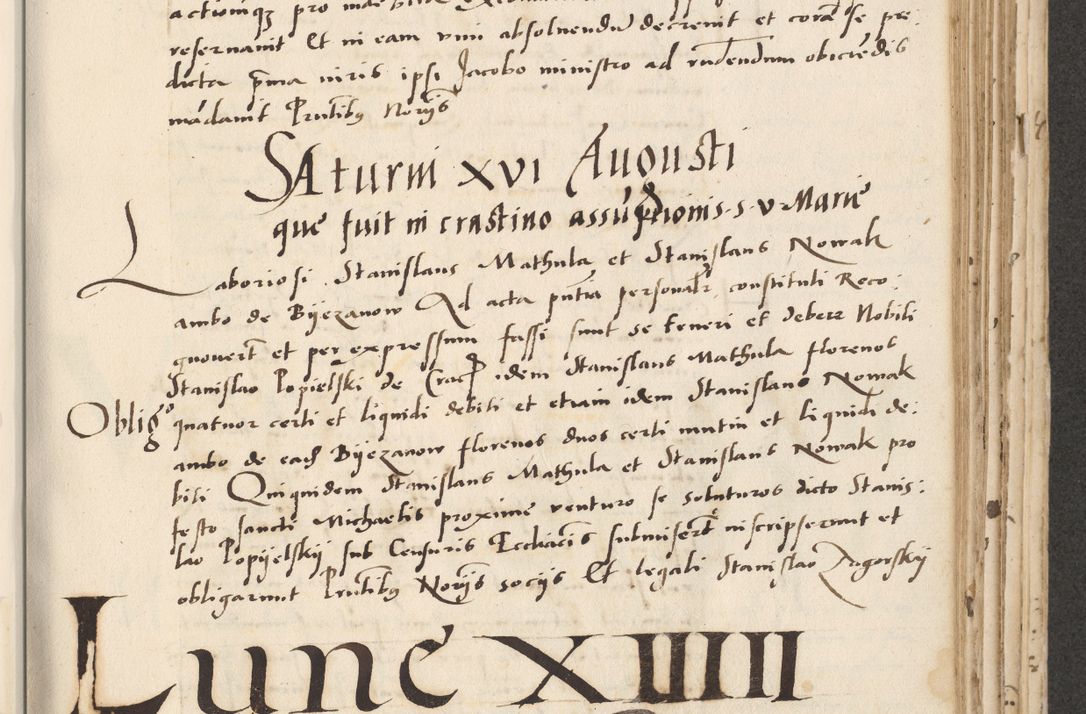 Zdjęcie nr 377 dla obiektu archiwalnego: Acta actorum causarum, sentenciarum et obligacionum coram reverendo patre domino Paulo Crassowsky Warssoviensi et Omnium Sanctorum preposito, canonico et officiali generali Cracoviensi ad annum Domini millesimum quingentesimum quadraresimum quatrum, cuius indicio est secunda pontificatus sanctissimi in Christo patris et domini nostri domini Pauli divina providencia pape tercii anno ipsius decimo, a die ac mense infrascriptis feliciter continuantur