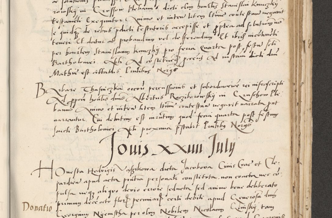 Zdjęcie nr 343 dla obiektu archiwalnego: Acta actorum causarum, sentenciarum et obligacionum coram reverendo patre domino Paulo Crassowsky Warssoviensi et Omnium Sanctorum preposito, canonico et officiali generali Cracoviensi ad annum Domini millesimum quingentesimum quadraresimum quatrum, cuius indicio est secunda pontificatus sanctissimi in Christo patris et domini nostri domini Pauli divina providencia pape tercii anno ipsius decimo, a die ac mense infrascriptis feliciter continuantur