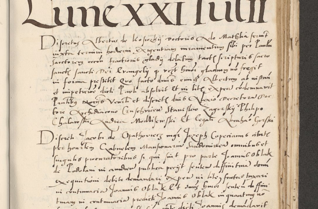 Zdjęcie nr 341 dla obiektu archiwalnego: Acta actorum causarum, sentenciarum et obligacionum coram reverendo patre domino Paulo Crassowsky Warssoviensi et Omnium Sanctorum preposito, canonico et officiali generali Cracoviensi ad annum Domini millesimum quingentesimum quadraresimum quatrum, cuius indicio est secunda pontificatus sanctissimi in Christo patris et domini nostri domini Pauli divina providencia pape tercii anno ipsius decimo, a die ac mense infrascriptis feliciter continuantur