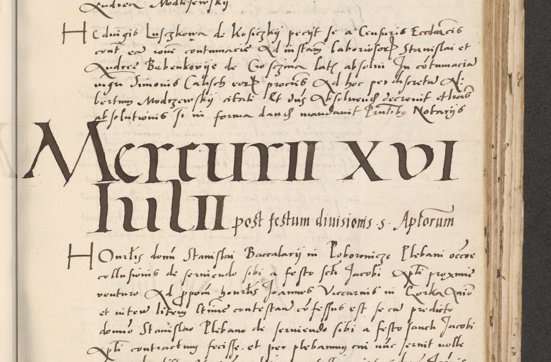 Zdjęcie nr 335 dla obiektu archiwalnego: Acta actorum causarum, sentenciarum et obligacionum coram reverendo patre domino Paulo Crassowsky Warssoviensi et Omnium Sanctorum preposito, canonico et officiali generali Cracoviensi ad annum Domini millesimum quingentesimum quadraresimum quatrum, cuius indicio est secunda pontificatus sanctissimi in Christo patris et domini nostri domini Pauli divina providencia pape tercii anno ipsius decimo, a die ac mense infrascriptis feliciter continuantur
