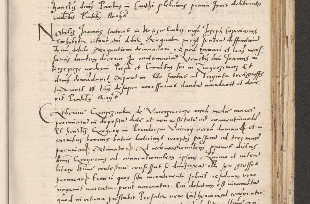 Zdjęcie nr 305 dla obiektu archiwalnego: Acta actorum causarum, sentenciarum et obligacionum coram reverendo patre domino Paulo Crassowsky Warssoviensi et Omnium Sanctorum preposito, canonico et officiali generali Cracoviensi ad annum Domini millesimum quingentesimum quadraresimum quatrum, cuius indicio est secunda pontificatus sanctissimi in Christo patris et domini nostri domini Pauli divina providencia pape tercii anno ipsius decimo, a die ac mense infrascriptis feliciter continuantur