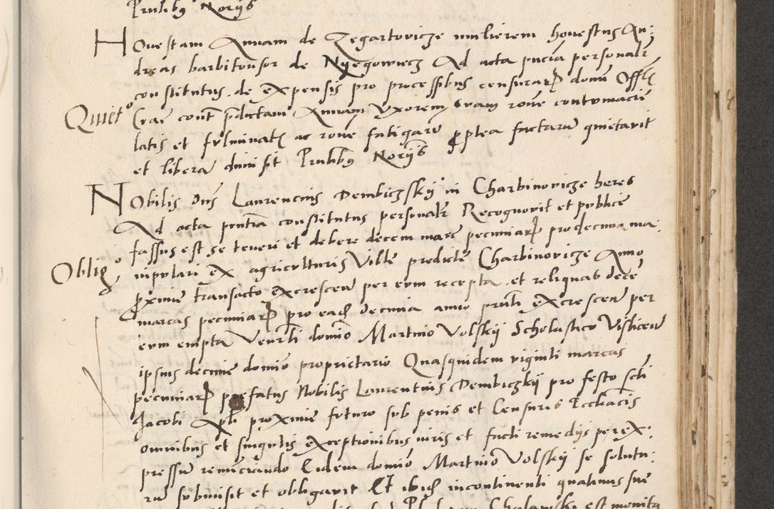 Zdjęcie nr 301 dla obiektu archiwalnego: Acta actorum causarum, sentenciarum et obligacionum coram reverendo patre domino Paulo Crassowsky Warssoviensi et Omnium Sanctorum preposito, canonico et officiali generali Cracoviensi ad annum Domini millesimum quingentesimum quadraresimum quatrum, cuius indicio est secunda pontificatus sanctissimi in Christo patris et domini nostri domini Pauli divina providencia pape tercii anno ipsius decimo, a die ac mense infrascriptis feliciter continuantur