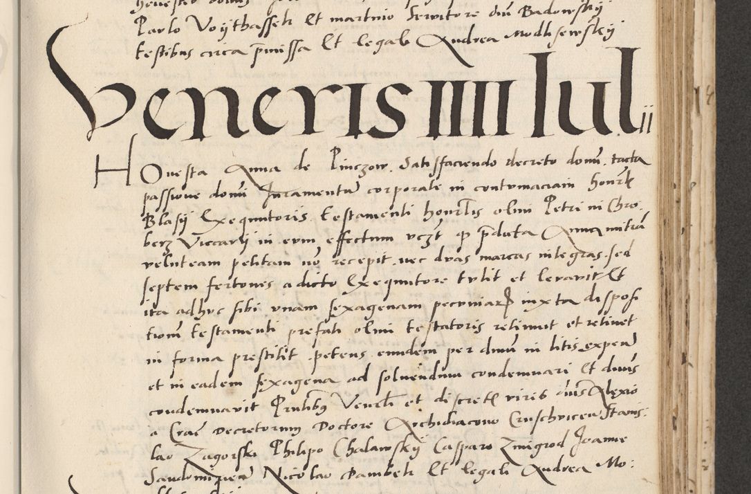 Zdjęcie nr 299 dla obiektu archiwalnego: Acta actorum causarum, sentenciarum et obligacionum coram reverendo patre domino Paulo Crassowsky Warssoviensi et Omnium Sanctorum preposito, canonico et officiali generali Cracoviensi ad annum Domini millesimum quingentesimum quadraresimum quatrum, cuius indicio est secunda pontificatus sanctissimi in Christo patris et domini nostri domini Pauli divina providencia pape tercii anno ipsius decimo, a die ac mense infrascriptis feliciter continuantur