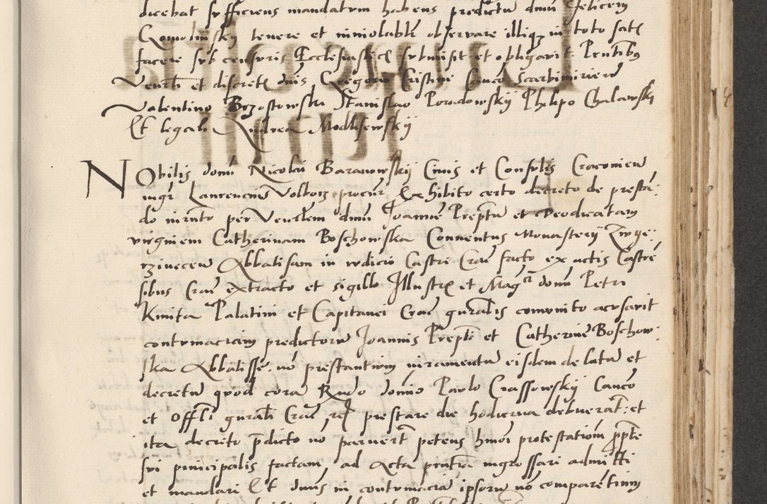 Zdjęcie nr 291 dla obiektu archiwalnego: Acta actorum causarum, sentenciarum et obligacionum coram reverendo patre domino Paulo Crassowsky Warssoviensi et Omnium Sanctorum preposito, canonico et officiali generali Cracoviensi ad annum Domini millesimum quingentesimum quadraresimum quatrum, cuius indicio est secunda pontificatus sanctissimi in Christo patris et domini nostri domini Pauli divina providencia pape tercii anno ipsius decimo, a die ac mense infrascriptis feliciter continuantur