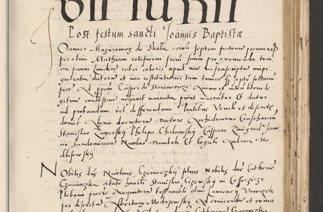 Zdjęcie nr 285 dla obiektu archiwalnego: Acta actorum causarum, sentenciarum et obligacionum coram reverendo patre domino Paulo Crassowsky Warssoviensi et Omnium Sanctorum preposito, canonico et officiali generali Cracoviensi ad annum Domini millesimum quingentesimum quadraresimum quatrum, cuius indicio est secunda pontificatus sanctissimi in Christo patris et domini nostri domini Pauli divina providencia pape tercii anno ipsius decimo, a die ac mense infrascriptis feliciter continuantur