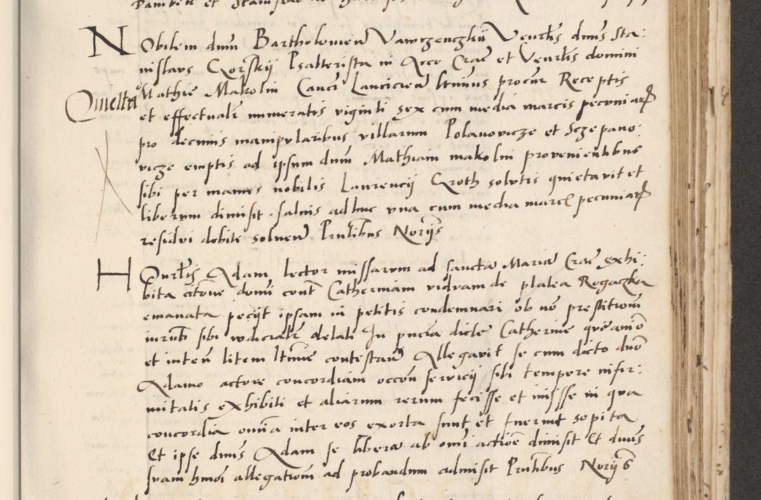 Zdjęcie nr 281 dla obiektu archiwalnego: Acta actorum causarum, sentenciarum et obligacionum coram reverendo patre domino Paulo Crassowsky Warssoviensi et Omnium Sanctorum preposito, canonico et officiali generali Cracoviensi ad annum Domini millesimum quingentesimum quadraresimum quatrum, cuius indicio est secunda pontificatus sanctissimi in Christo patris et domini nostri domini Pauli divina providencia pape tercii anno ipsius decimo, a die ac mense infrascriptis feliciter continuantur