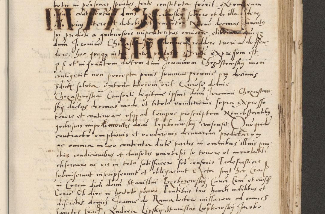 Zdjęcie nr 275 dla obiektu archiwalnego: Acta actorum causarum, sentenciarum et obligacionum coram reverendo patre domino Paulo Crassowsky Warssoviensi et Omnium Sanctorum preposito, canonico et officiali generali Cracoviensi ad annum Domini millesimum quingentesimum quadraresimum quatrum, cuius indicio est secunda pontificatus sanctissimi in Christo patris et domini nostri domini Pauli divina providencia pape tercii anno ipsius decimo, a die ac mense infrascriptis feliciter continuantur