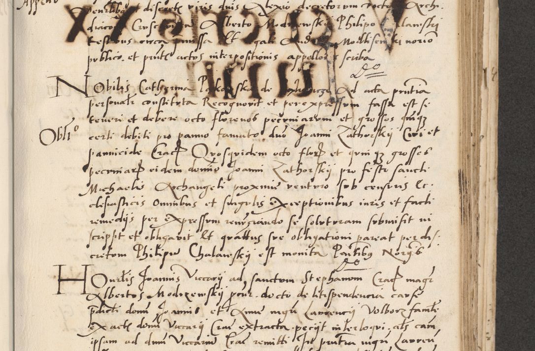 Zdjęcie nr 265 dla obiektu archiwalnego: Acta actorum causarum, sentenciarum et obligacionum coram reverendo patre domino Paulo Crassowsky Warssoviensi et Omnium Sanctorum preposito, canonico et officiali generali Cracoviensi ad annum Domini millesimum quingentesimum quadraresimum quatrum, cuius indicio est secunda pontificatus sanctissimi in Christo patris et domini nostri domini Pauli divina providencia pape tercii anno ipsius decimo, a die ac mense infrascriptis feliciter continuantur