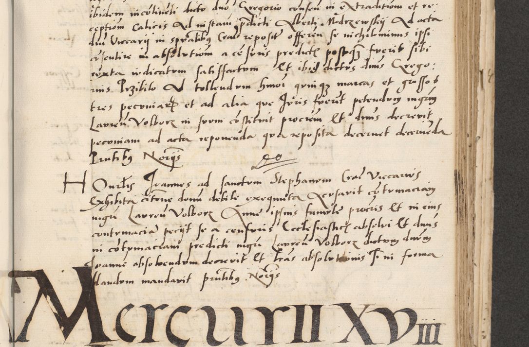 Zdjęcie nr 261 dla obiektu archiwalnego: Acta actorum causarum, sentenciarum et obligacionum coram reverendo patre domino Paulo Crassowsky Warssoviensi et Omnium Sanctorum preposito, canonico et officiali generali Cracoviensi ad annum Domini millesimum quingentesimum quadraresimum quatrum, cuius indicio est secunda pontificatus sanctissimi in Christo patris et domini nostri domini Pauli divina providencia pape tercii anno ipsius decimo, a die ac mense infrascriptis feliciter continuantur