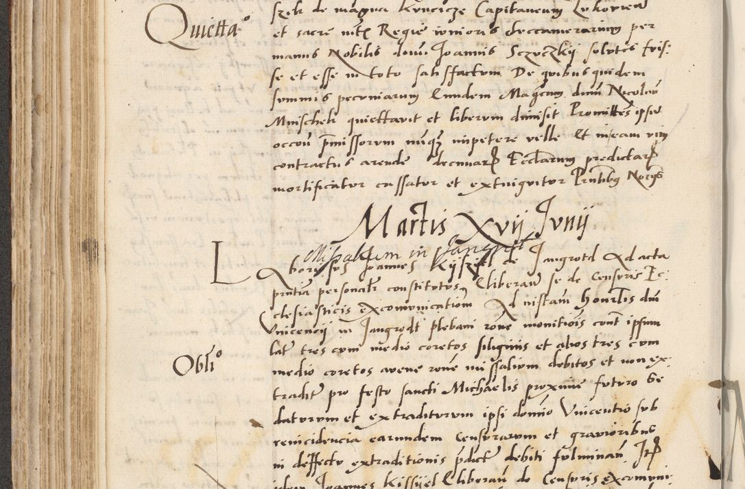 Zdjęcie nr 260 dla obiektu archiwalnego: Acta actorum causarum, sentenciarum et obligacionum coram reverendo patre domino Paulo Crassowsky Warssoviensi et Omnium Sanctorum preposito, canonico et officiali generali Cracoviensi ad annum Domini millesimum quingentesimum quadraresimum quatrum, cuius indicio est secunda pontificatus sanctissimi in Christo patris et domini nostri domini Pauli divina providencia pape tercii anno ipsius decimo, a die ac mense infrascriptis feliciter continuantur