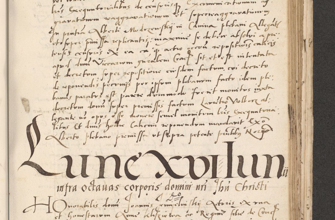 Zdjęcie nr 255 dla obiektu archiwalnego: Acta actorum causarum, sentenciarum et obligacionum coram reverendo patre domino Paulo Crassowsky Warssoviensi et Omnium Sanctorum preposito, canonico et officiali generali Cracoviensi ad annum Domini millesimum quingentesimum quadraresimum quatrum, cuius indicio est secunda pontificatus sanctissimi in Christo patris et domini nostri domini Pauli divina providencia pape tercii anno ipsius decimo, a die ac mense infrascriptis feliciter continuantur