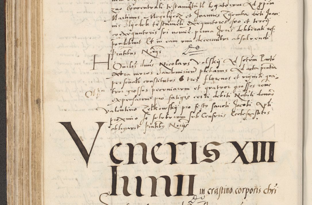 Zdjęcie nr 250 dla obiektu archiwalnego: Acta actorum causarum, sentenciarum et obligacionum coram reverendo patre domino Paulo Crassowsky Warssoviensi et Omnium Sanctorum preposito, canonico et officiali generali Cracoviensi ad annum Domini millesimum quingentesimum quadraresimum quatrum, cuius indicio est secunda pontificatus sanctissimi in Christo patris et domini nostri domini Pauli divina providencia pape tercii anno ipsius decimo, a die ac mense infrascriptis feliciter continuantur