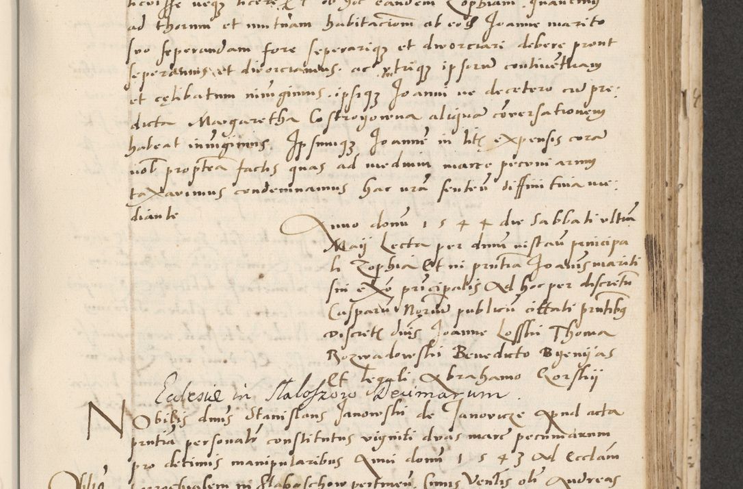 Zdjęcie nr 229 dla obiektu archiwalnego: Acta actorum causarum, sentenciarum et obligacionum coram reverendo patre domino Paulo Crassowsky Warssoviensi et Omnium Sanctorum preposito, canonico et officiali generali Cracoviensi ad annum Domini millesimum quingentesimum quadraresimum quatrum, cuius indicio est secunda pontificatus sanctissimi in Christo patris et domini nostri domini Pauli divina providencia pape tercii anno ipsius decimo, a die ac mense infrascriptis feliciter continuantur