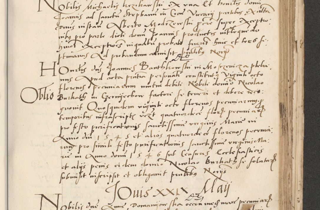 Zdjęcie nr 221 dla obiektu archiwalnego: Acta actorum causarum, sentenciarum et obligacionum coram reverendo patre domino Paulo Crassowsky Warssoviensi et Omnium Sanctorum preposito, canonico et officiali generali Cracoviensi ad annum Domini millesimum quingentesimum quadraresimum quatrum, cuius indicio est secunda pontificatus sanctissimi in Christo patris et domini nostri domini Pauli divina providencia pape tercii anno ipsius decimo, a die ac mense infrascriptis feliciter continuantur