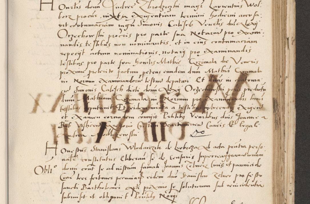 Zdjęcie nr 215 dla obiektu archiwalnego: Acta actorum causarum, sentenciarum et obligacionum coram reverendo patre domino Paulo Crassowsky Warssoviensi et Omnium Sanctorum preposito, canonico et officiali generali Cracoviensi ad annum Domini millesimum quingentesimum quadraresimum quatrum, cuius indicio est secunda pontificatus sanctissimi in Christo patris et domini nostri domini Pauli divina providencia pape tercii anno ipsius decimo, a die ac mense infrascriptis feliciter continuantur