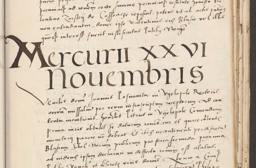 Zdjęcie nr 599 dla obiektu archiwalnego: Acta actorum causarum, sentenciarum et obligacionum coram reverendo patre domino Paulo Crassowsky Warssoviensi et Omnium Sanctorum preposito, canonico et officiali generali Cracoviensi ad annum Domini millesimum quingentesimum quadraresimum quatrum, cuius indicio est secunda pontificatus sanctissimi in Christo patris et domini nostri domini Pauli divina providencia pape tercii anno ipsius decimo, a die ac mense infrascriptis feliciter continuantur