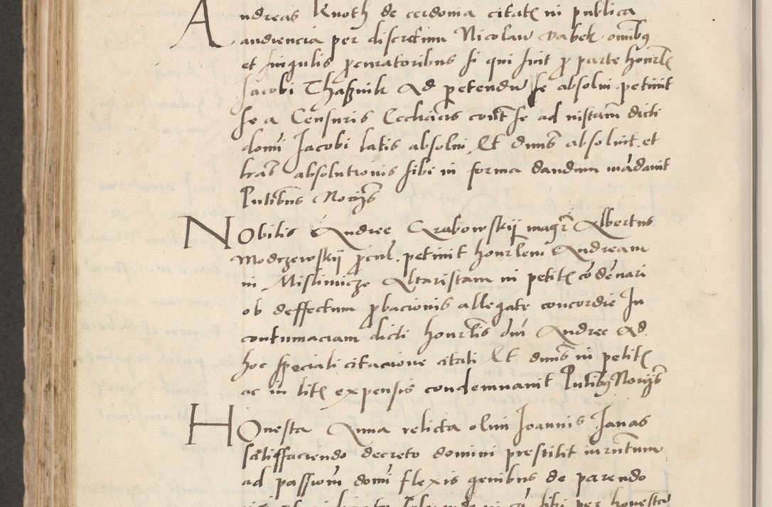 Zdjęcie nr 584 dla obiektu archiwalnego: Acta actorum causarum, sentenciarum et obligacionum coram reverendo patre domino Paulo Crassowsky Warssoviensi et Omnium Sanctorum preposito, canonico et officiali generali Cracoviensi ad annum Domini millesimum quingentesimum quadraresimum quatrum, cuius indicio est secunda pontificatus sanctissimi in Christo patris et domini nostri domini Pauli divina providencia pape tercii anno ipsius decimo, a die ac mense infrascriptis feliciter continuantur