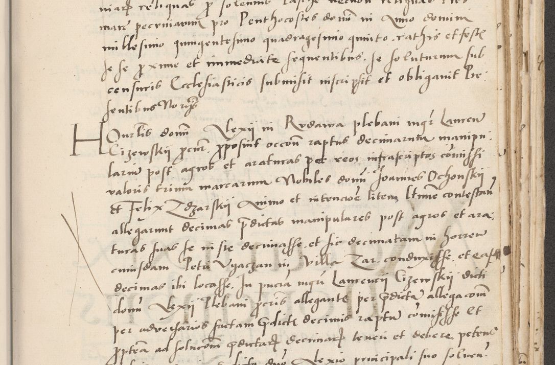 Zdjęcie nr 585 dla obiektu archiwalnego: Acta actorum causarum, sentenciarum et obligacionum coram reverendo patre domino Paulo Crassowsky Warssoviensi et Omnium Sanctorum preposito, canonico et officiali generali Cracoviensi ad annum Domini millesimum quingentesimum quadraresimum quatrum, cuius indicio est secunda pontificatus sanctissimi in Christo patris et domini nostri domini Pauli divina providencia pape tercii anno ipsius decimo, a die ac mense infrascriptis feliciter continuantur