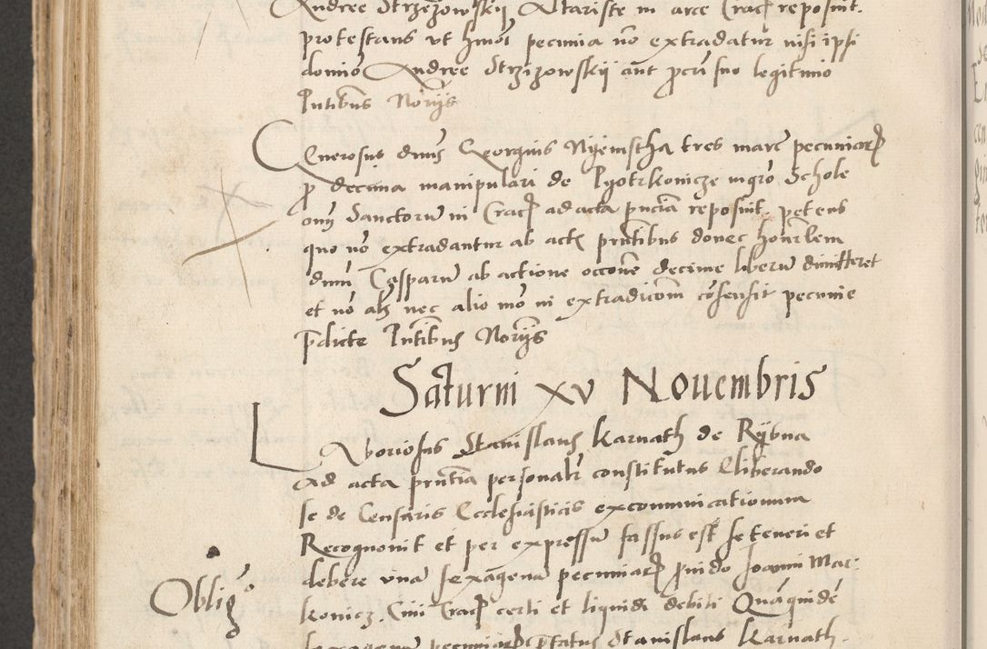 Zdjęcie nr 580 dla obiektu archiwalnego: Acta actorum causarum, sentenciarum et obligacionum coram reverendo patre domino Paulo Crassowsky Warssoviensi et Omnium Sanctorum preposito, canonico et officiali generali Cracoviensi ad annum Domini millesimum quingentesimum quadraresimum quatrum, cuius indicio est secunda pontificatus sanctissimi in Christo patris et domini nostri domini Pauli divina providencia pape tercii anno ipsius decimo, a die ac mense infrascriptis feliciter continuantur