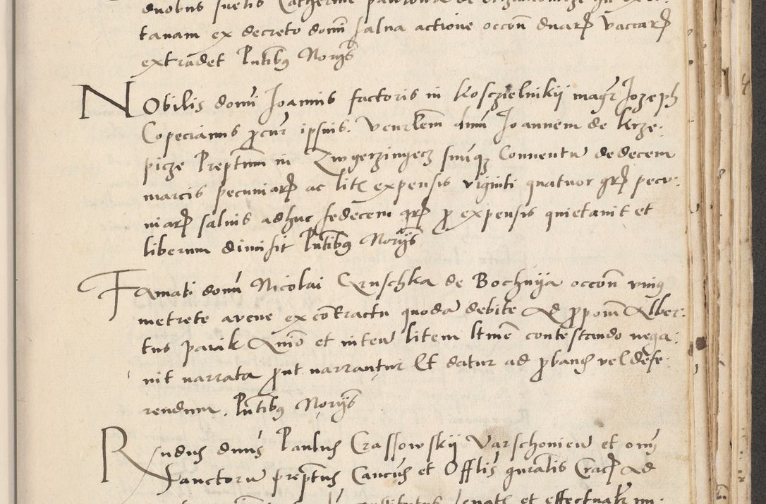 Zdjęcie nr 579 dla obiektu archiwalnego: Acta actorum causarum, sentenciarum et obligacionum coram reverendo patre domino Paulo Crassowsky Warssoviensi et Omnium Sanctorum preposito, canonico et officiali generali Cracoviensi ad annum Domini millesimum quingentesimum quadraresimum quatrum, cuius indicio est secunda pontificatus sanctissimi in Christo patris et domini nostri domini Pauli divina providencia pape tercii anno ipsius decimo, a die ac mense infrascriptis feliciter continuantur
