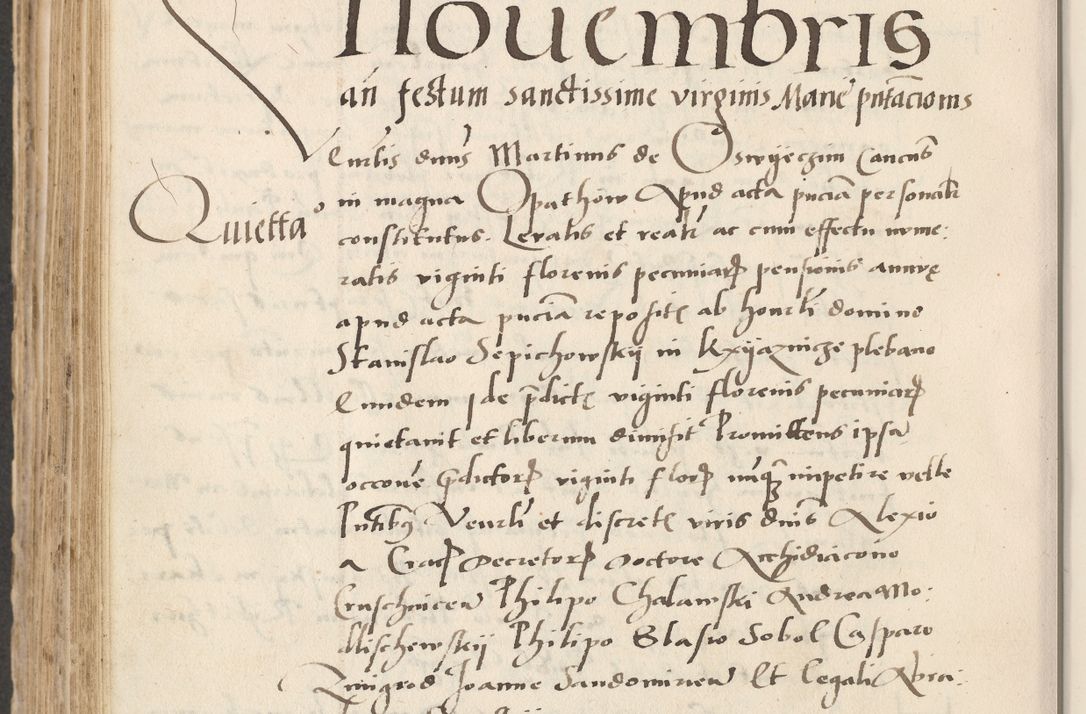 Zdjęcie nr 572 dla obiektu archiwalnego: Acta actorum causarum, sentenciarum et obligacionum coram reverendo patre domino Paulo Crassowsky Warssoviensi et Omnium Sanctorum preposito, canonico et officiali generali Cracoviensi ad annum Domini millesimum quingentesimum quadraresimum quatrum, cuius indicio est secunda pontificatus sanctissimi in Christo patris et domini nostri domini Pauli divina providencia pape tercii anno ipsius decimo, a die ac mense infrascriptis feliciter continuantur