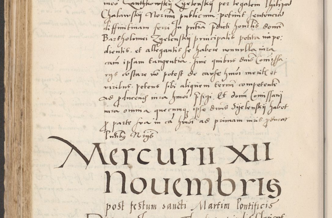 Zdjęcie nr 566 dla obiektu archiwalnego: Acta actorum causarum, sentenciarum et obligacionum coram reverendo patre domino Paulo Crassowsky Warssoviensi et Omnium Sanctorum preposito, canonico et officiali generali Cracoviensi ad annum Domini millesimum quingentesimum quadraresimum quatrum, cuius indicio est secunda pontificatus sanctissimi in Christo patris et domini nostri domini Pauli divina providencia pape tercii anno ipsius decimo, a die ac mense infrascriptis feliciter continuantur