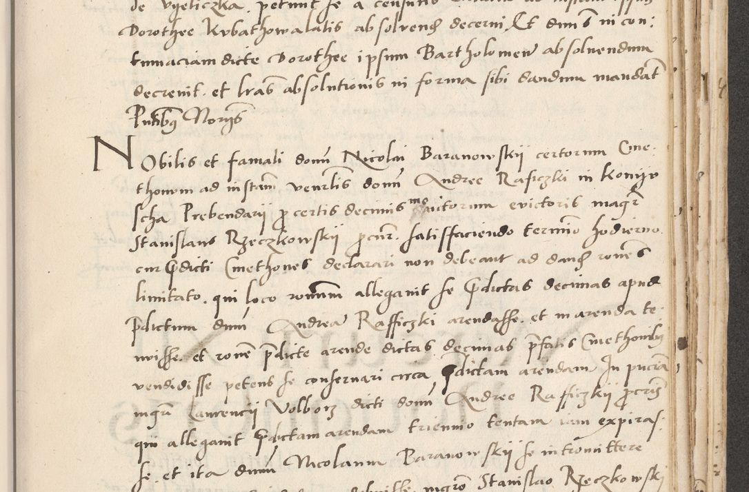 Zdjęcie nr 565 dla obiektu archiwalnego: Acta actorum causarum, sentenciarum et obligacionum coram reverendo patre domino Paulo Crassowsky Warssoviensi et Omnium Sanctorum preposito, canonico et officiali generali Cracoviensi ad annum Domini millesimum quingentesimum quadraresimum quatrum, cuius indicio est secunda pontificatus sanctissimi in Christo patris et domini nostri domini Pauli divina providencia pape tercii anno ipsius decimo, a die ac mense infrascriptis feliciter continuantur