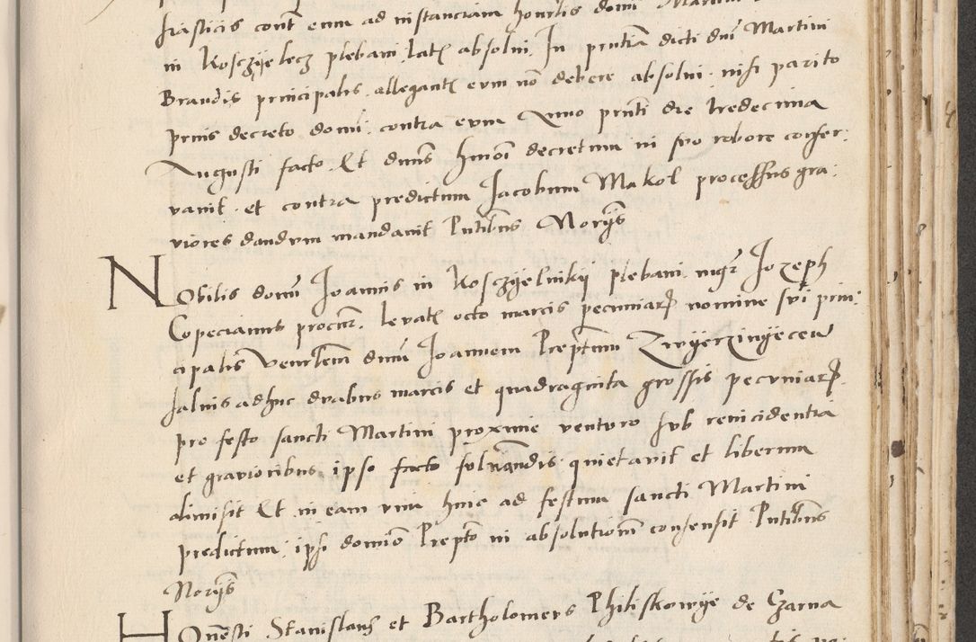 Zdjęcie nr 543 dla obiektu archiwalnego: Acta actorum causarum, sentenciarum et obligacionum coram reverendo patre domino Paulo Crassowsky Warssoviensi et Omnium Sanctorum preposito, canonico et officiali generali Cracoviensi ad annum Domini millesimum quingentesimum quadraresimum quatrum, cuius indicio est secunda pontificatus sanctissimi in Christo patris et domini nostri domini Pauli divina providencia pape tercii anno ipsius decimo, a die ac mense infrascriptis feliciter continuantur