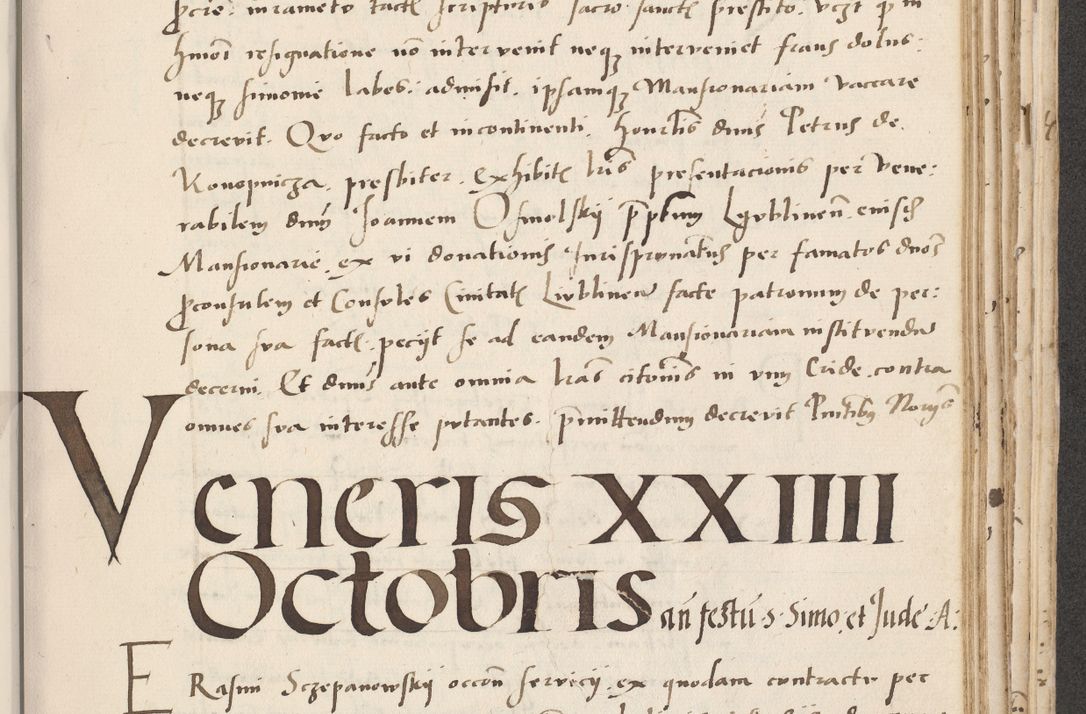 Zdjęcie nr 529 dla obiektu archiwalnego: Acta actorum causarum, sentenciarum et obligacionum coram reverendo patre domino Paulo Crassowsky Warssoviensi et Omnium Sanctorum preposito, canonico et officiali generali Cracoviensi ad annum Domini millesimum quingentesimum quadraresimum quatrum, cuius indicio est secunda pontificatus sanctissimi in Christo patris et domini nostri domini Pauli divina providencia pape tercii anno ipsius decimo, a die ac mense infrascriptis feliciter continuantur