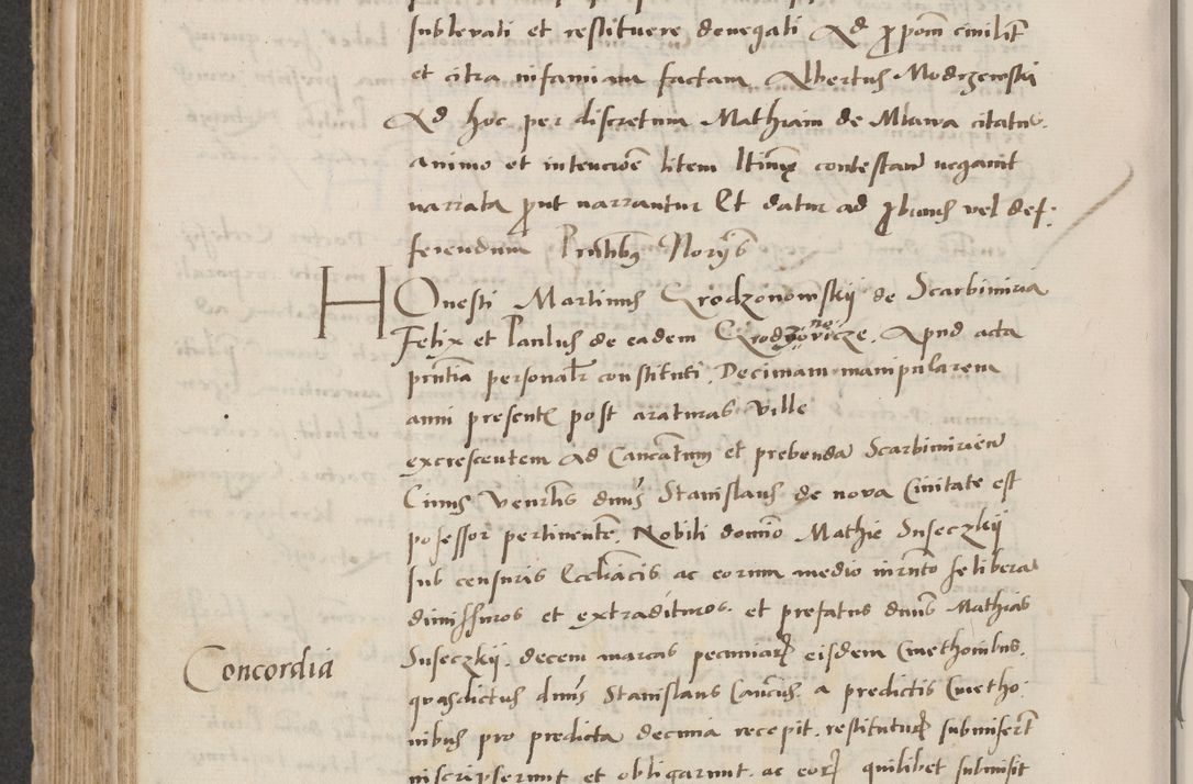 Zdjęcie nr 502 dla obiektu archiwalnego: Acta actorum causarum, sentenciarum et obligacionum coram reverendo patre domino Paulo Crassowsky Warssoviensi et Omnium Sanctorum preposito, canonico et officiali generali Cracoviensi ad annum Domini millesimum quingentesimum quadraresimum quatrum, cuius indicio est secunda pontificatus sanctissimi in Christo patris et domini nostri domini Pauli divina providencia pape tercii anno ipsius decimo, a die ac mense infrascriptis feliciter continuantur