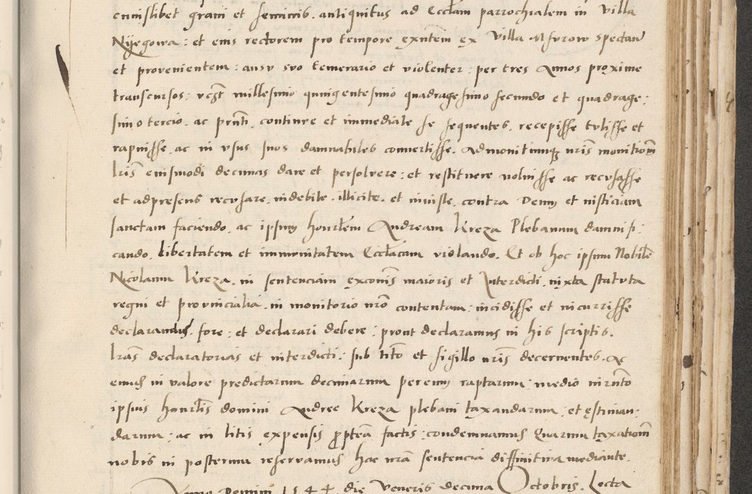 Zdjęcie nr 491 dla obiektu archiwalnego: Acta actorum causarum, sentenciarum et obligacionum coram reverendo patre domino Paulo Crassowsky Warssoviensi et Omnium Sanctorum preposito, canonico et officiali generali Cracoviensi ad annum Domini millesimum quingentesimum quadraresimum quatrum, cuius indicio est secunda pontificatus sanctissimi in Christo patris et domini nostri domini Pauli divina providencia pape tercii anno ipsius decimo, a die ac mense infrascriptis feliciter continuantur