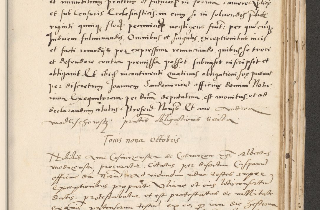 Zdjęcie nr 487 dla obiektu archiwalnego: Acta actorum causarum, sentenciarum et obligacionum coram reverendo patre domino Paulo Crassowsky Warssoviensi et Omnium Sanctorum preposito, canonico et officiali generali Cracoviensi ad annum Domini millesimum quingentesimum quadraresimum quatrum, cuius indicio est secunda pontificatus sanctissimi in Christo patris et domini nostri domini Pauli divina providencia pape tercii anno ipsius decimo, a die ac mense infrascriptis feliciter continuantur