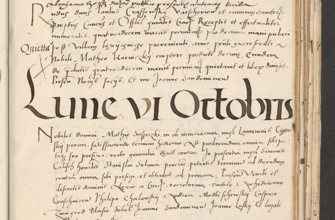 Zdjęcie nr 477 dla obiektu archiwalnego: Acta actorum causarum, sentenciarum et obligacionum coram reverendo patre domino Paulo Crassowsky Warssoviensi et Omnium Sanctorum preposito, canonico et officiali generali Cracoviensi ad annum Domini millesimum quingentesimum quadraresimum quatrum, cuius indicio est secunda pontificatus sanctissimi in Christo patris et domini nostri domini Pauli divina providencia pape tercii anno ipsius decimo, a die ac mense infrascriptis feliciter continuantur