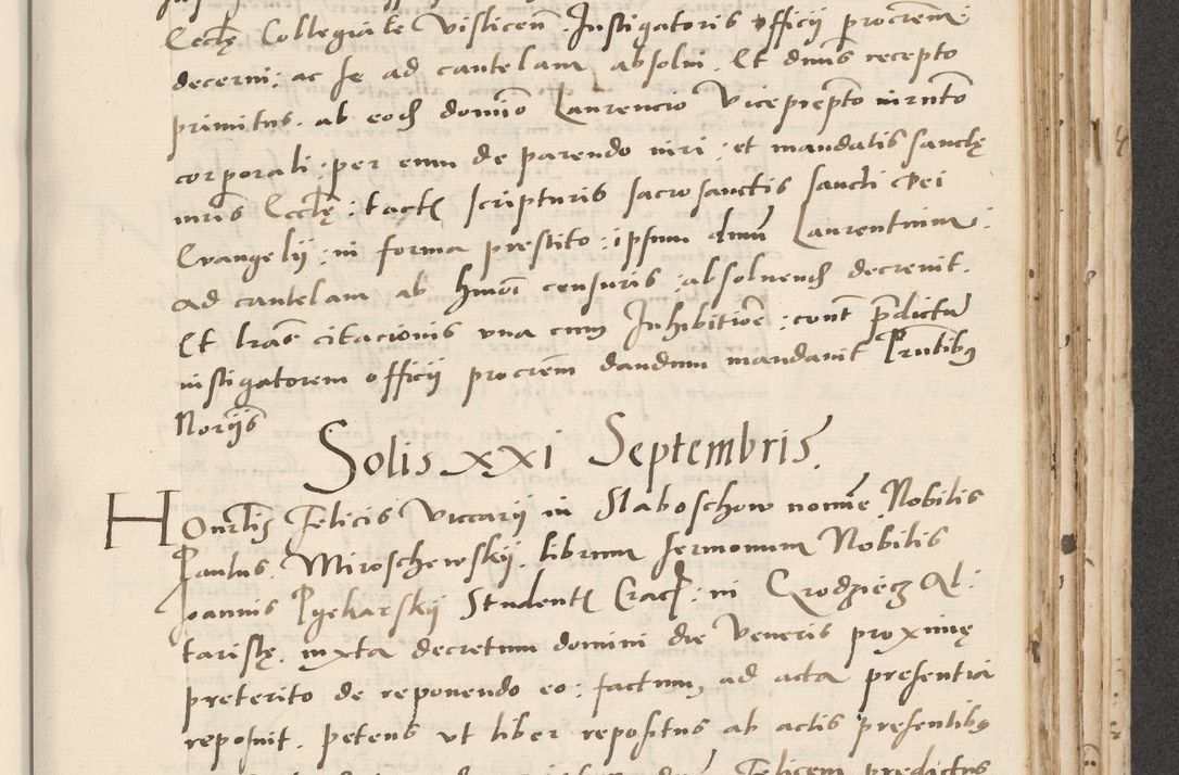 Zdjęcie nr 447 dla obiektu archiwalnego: Acta actorum causarum, sentenciarum et obligacionum coram reverendo patre domino Paulo Crassowsky Warssoviensi et Omnium Sanctorum preposito, canonico et officiali generali Cracoviensi ad annum Domini millesimum quingentesimum quadraresimum quatrum, cuius indicio est secunda pontificatus sanctissimi in Christo patris et domini nostri domini Pauli divina providencia pape tercii anno ipsius decimo, a die ac mense infrascriptis feliciter continuantur