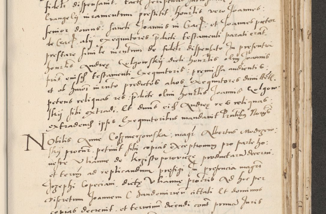 Zdjęcie nr 445 dla obiektu archiwalnego: Acta actorum causarum, sentenciarum et obligacionum coram reverendo patre domino Paulo Crassowsky Warssoviensi et Omnium Sanctorum preposito, canonico et officiali generali Cracoviensi ad annum Domini millesimum quingentesimum quadraresimum quatrum, cuius indicio est secunda pontificatus sanctissimi in Christo patris et domini nostri domini Pauli divina providencia pape tercii anno ipsius decimo, a die ac mense infrascriptis feliciter continuantur