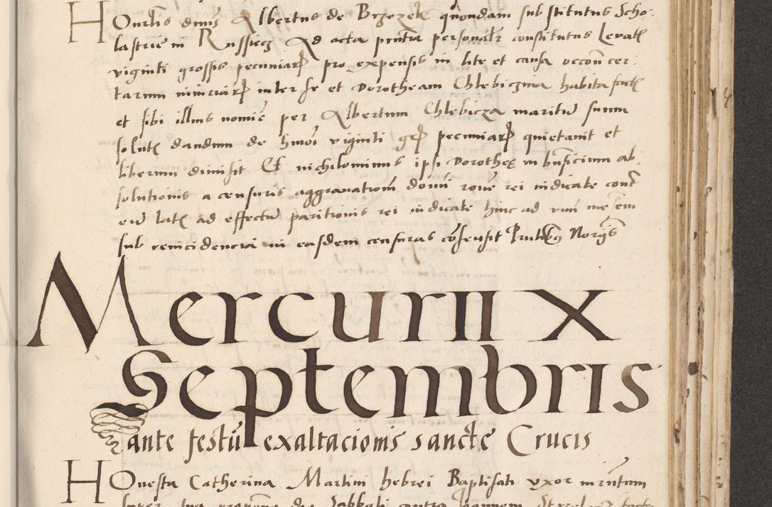 Zdjęcie nr 423 dla obiektu archiwalnego: Acta actorum causarum, sentenciarum et obligacionum coram reverendo patre domino Paulo Crassowsky Warssoviensi et Omnium Sanctorum preposito, canonico et officiali generali Cracoviensi ad annum Domini millesimum quingentesimum quadraresimum quatrum, cuius indicio est secunda pontificatus sanctissimi in Christo patris et domini nostri domini Pauli divina providencia pape tercii anno ipsius decimo, a die ac mense infrascriptis feliciter continuantur