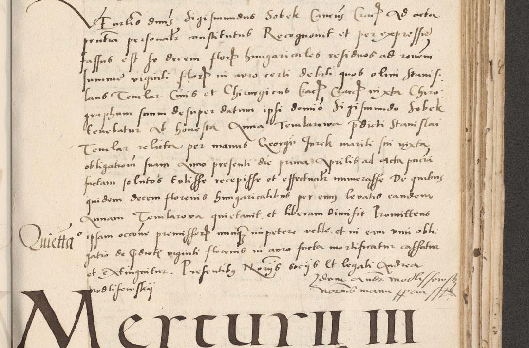 Zdjęcie nr 411 dla obiektu archiwalnego: Acta actorum causarum, sentenciarum et obligacionum coram reverendo patre domino Paulo Crassowsky Warssoviensi et Omnium Sanctorum preposito, canonico et officiali generali Cracoviensi ad annum Domini millesimum quingentesimum quadraresimum quatrum, cuius indicio est secunda pontificatus sanctissimi in Christo patris et domini nostri domini Pauli divina providencia pape tercii anno ipsius decimo, a die ac mense infrascriptis feliciter continuantur