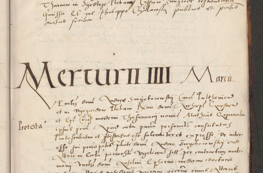 Zdjęcie nr 765 dla obiektu archiwalnego: Acta actorum causarum, sentenciarum et obligacionum coram reverendo patre domino Paulo Crassowsky Warssoviensi et Omnium Sanctorum preposito, canonico et officiali generali Cracoviensi ad annum Domini millesimum quingentesimum quadraresimum quatrum, cuius indicio est secunda pontificatus sanctissimi in Christo patris et domini nostri domini Pauli divina providencia pape tercii anno ipsius decimo, a die ac mense infrascriptis feliciter continuantur