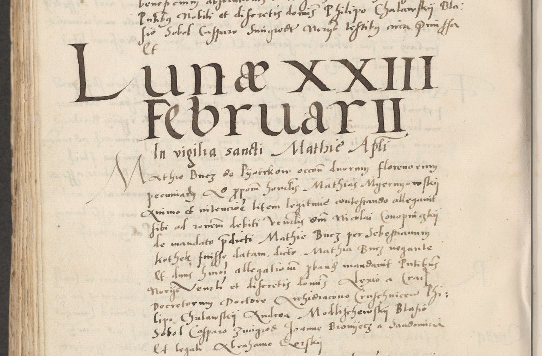 Zdjęcie nr 740 dla obiektu archiwalnego: Acta actorum causarum, sentenciarum et obligacionum coram reverendo patre domino Paulo Crassowsky Warssoviensi et Omnium Sanctorum preposito, canonico et officiali generali Cracoviensi ad annum Domini millesimum quingentesimum quadraresimum quatrum, cuius indicio est secunda pontificatus sanctissimi in Christo patris et domini nostri domini Pauli divina providencia pape tercii anno ipsius decimo, a die ac mense infrascriptis feliciter continuantur