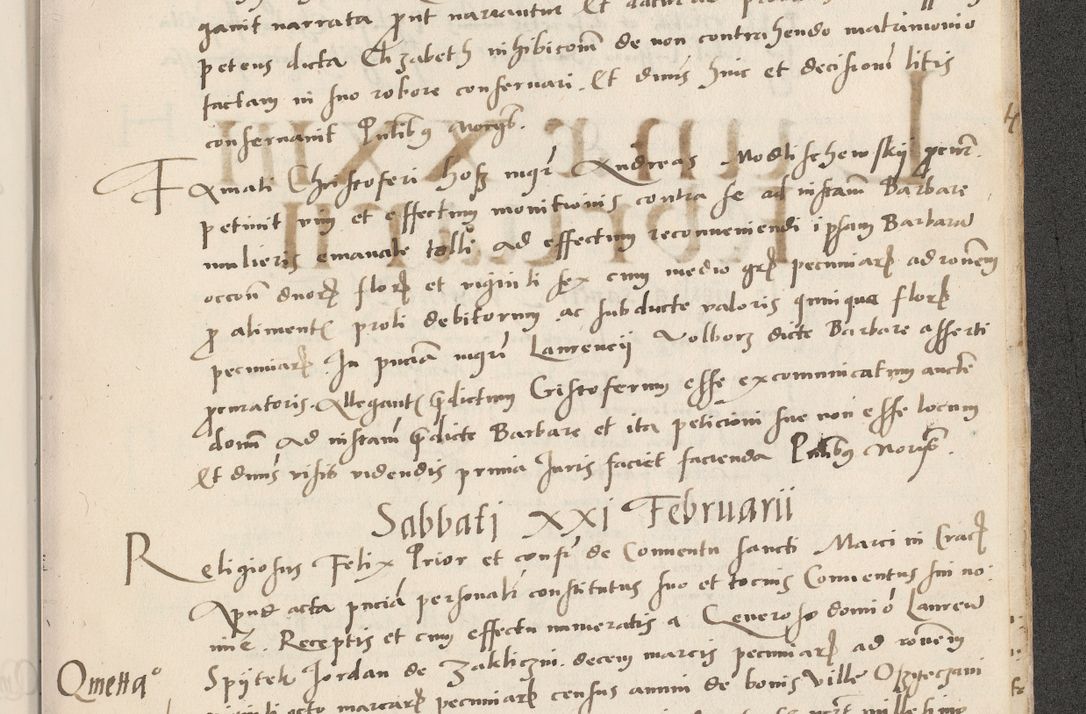 Zdjęcie nr 739 dla obiektu archiwalnego: Acta actorum causarum, sentenciarum et obligacionum coram reverendo patre domino Paulo Crassowsky Warssoviensi et Omnium Sanctorum preposito, canonico et officiali generali Cracoviensi ad annum Domini millesimum quingentesimum quadraresimum quatrum, cuius indicio est secunda pontificatus sanctissimi in Christo patris et domini nostri domini Pauli divina providencia pape tercii anno ipsius decimo, a die ac mense infrascriptis feliciter continuantur