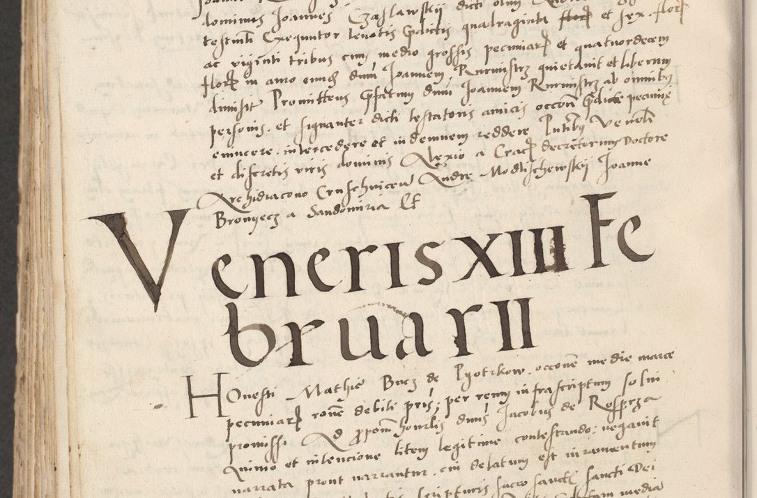 Zdjęcie nr 732 dla obiektu archiwalnego: Acta actorum causarum, sentenciarum et obligacionum coram reverendo patre domino Paulo Crassowsky Warssoviensi et Omnium Sanctorum preposito, canonico et officiali generali Cracoviensi ad annum Domini millesimum quingentesimum quadraresimum quatrum, cuius indicio est secunda pontificatus sanctissimi in Christo patris et domini nostri domini Pauli divina providencia pape tercii anno ipsius decimo, a die ac mense infrascriptis feliciter continuantur