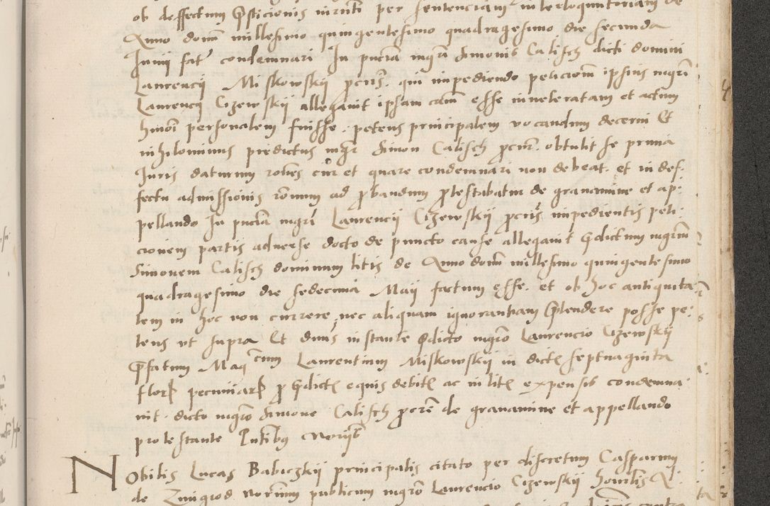 Zdjęcie nr 729 dla obiektu archiwalnego: Acta actorum causarum, sentenciarum et obligacionum coram reverendo patre domino Paulo Crassowsky Warssoviensi et Omnium Sanctorum preposito, canonico et officiali generali Cracoviensi ad annum Domini millesimum quingentesimum quadraresimum quatrum, cuius indicio est secunda pontificatus sanctissimi in Christo patris et domini nostri domini Pauli divina providencia pape tercii anno ipsius decimo, a die ac mense infrascriptis feliciter continuantur