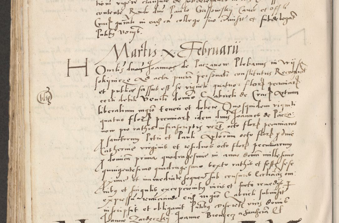 Zdjęcie nr 726 dla obiektu archiwalnego: Acta actorum causarum, sentenciarum et obligacionum coram reverendo patre domino Paulo Crassowsky Warssoviensi et Omnium Sanctorum preposito, canonico et officiali generali Cracoviensi ad annum Domini millesimum quingentesimum quadraresimum quatrum, cuius indicio est secunda pontificatus sanctissimi in Christo patris et domini nostri domini Pauli divina providencia pape tercii anno ipsius decimo, a die ac mense infrascriptis feliciter continuantur