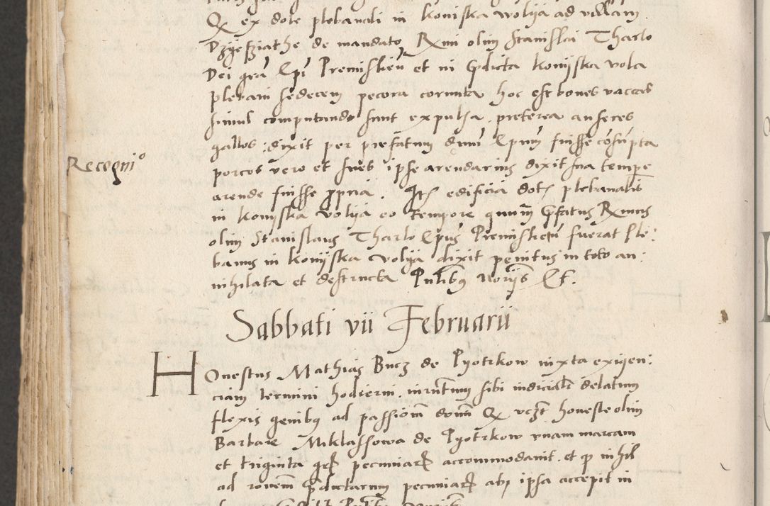 Zdjęcie nr 722 dla obiektu archiwalnego: Acta actorum causarum, sentenciarum et obligacionum coram reverendo patre domino Paulo Crassowsky Warssoviensi et Omnium Sanctorum preposito, canonico et officiali generali Cracoviensi ad annum Domini millesimum quingentesimum quadraresimum quatrum, cuius indicio est secunda pontificatus sanctissimi in Christo patris et domini nostri domini Pauli divina providencia pape tercii anno ipsius decimo, a die ac mense infrascriptis feliciter continuantur