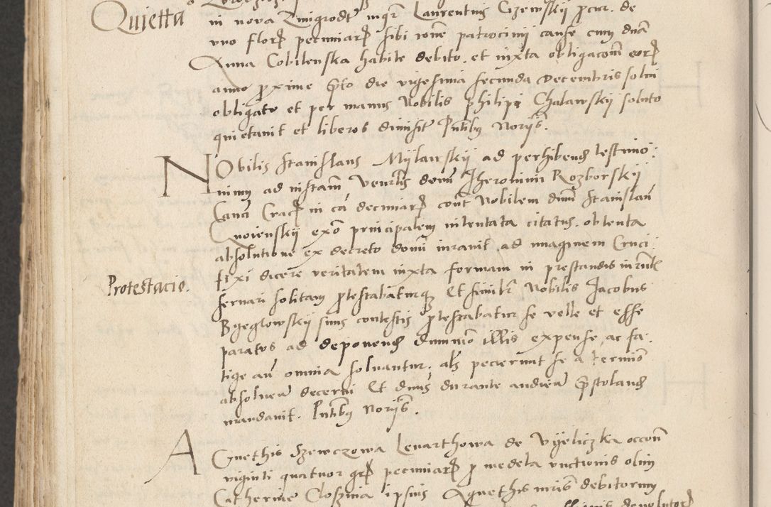 Zdjęcie nr 714 dla obiektu archiwalnego: Acta actorum causarum, sentenciarum et obligacionum coram reverendo patre domino Paulo Crassowsky Warssoviensi et Omnium Sanctorum preposito, canonico et officiali generali Cracoviensi ad annum Domini millesimum quingentesimum quadraresimum quatrum, cuius indicio est secunda pontificatus sanctissimi in Christo patris et domini nostri domini Pauli divina providencia pape tercii anno ipsius decimo, a die ac mense infrascriptis feliciter continuantur