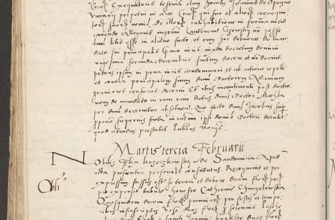 Zdjęcie nr 710 dla obiektu archiwalnego: Acta actorum causarum, sentenciarum et obligacionum coram reverendo patre domino Paulo Crassowsky Warssoviensi et Omnium Sanctorum preposito, canonico et officiali generali Cracoviensi ad annum Domini millesimum quingentesimum quadraresimum quatrum, cuius indicio est secunda pontificatus sanctissimi in Christo patris et domini nostri domini Pauli divina providencia pape tercii anno ipsius decimo, a die ac mense infrascriptis feliciter continuantur